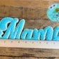 Mama Teal Light Blue Chenille 10” Iron On Patch