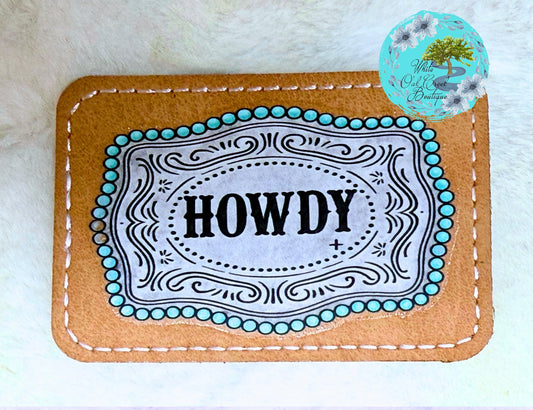 Howdy Buckle Concho Faux Leather DTF Trucker Hat Patch