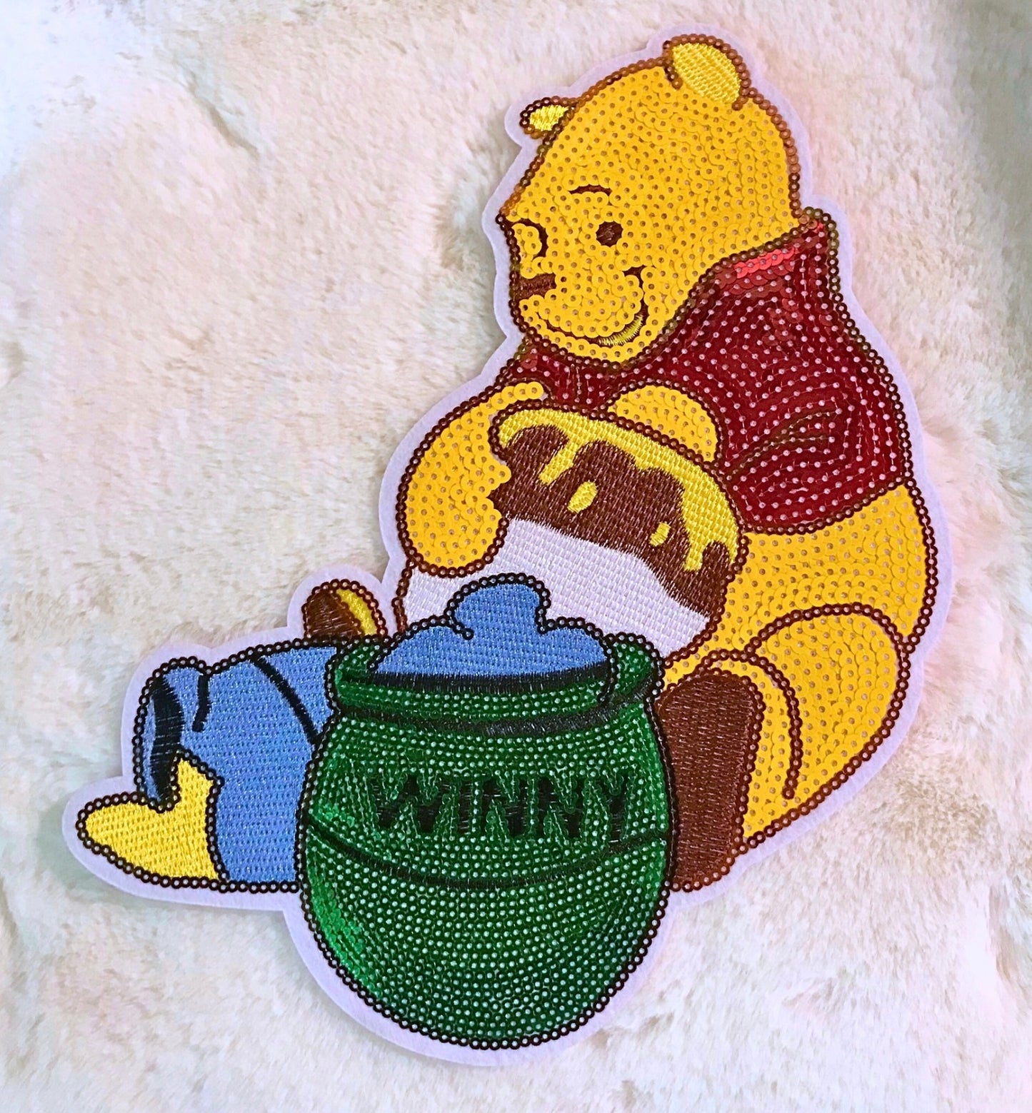 Pooh Honey Pot 11” Sequin Patch