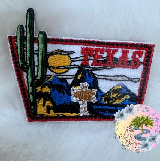 Texas Cactus Embroidered Hat Patch