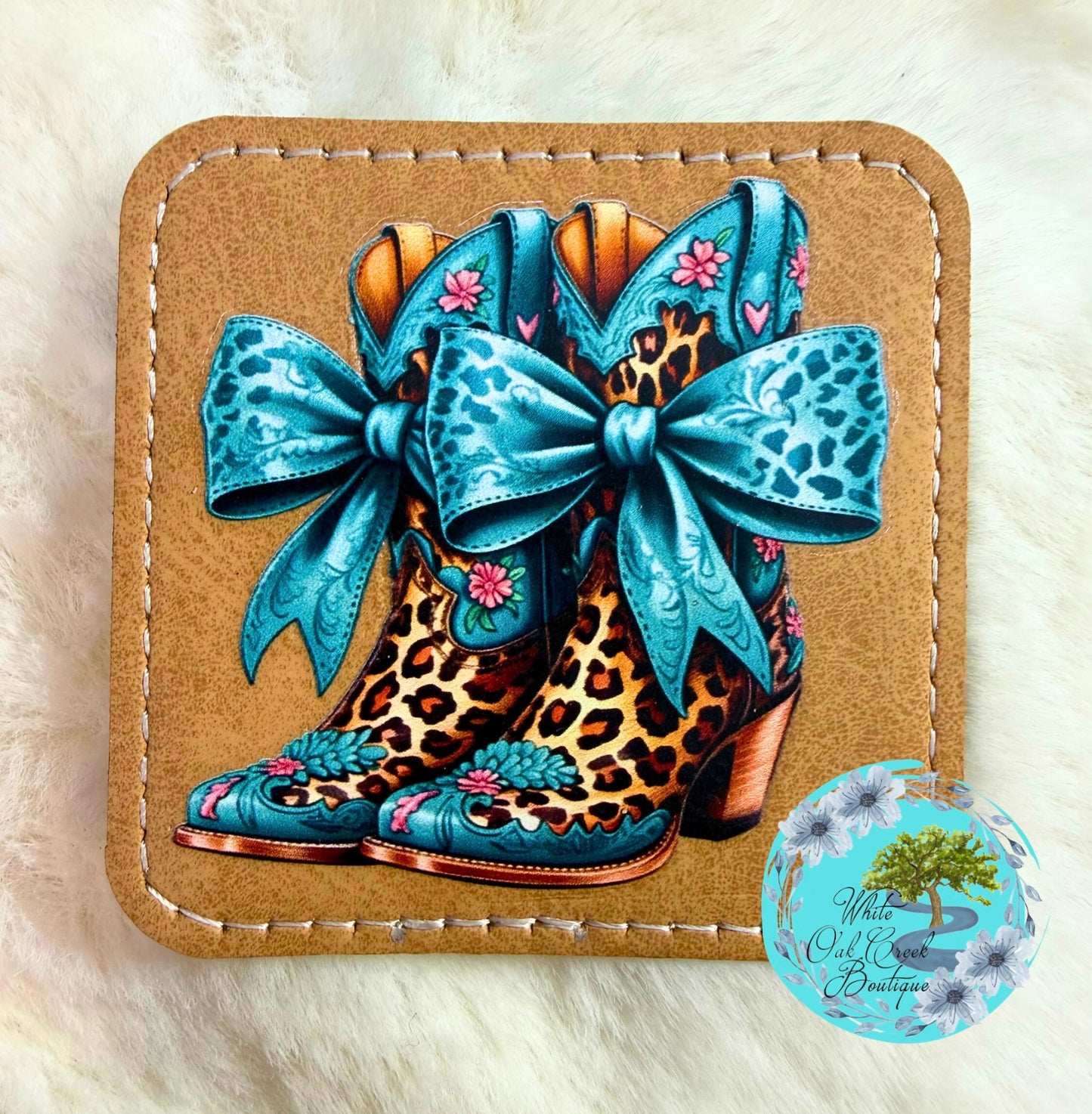 Cowboy Boots Faux Leather Hat Patch