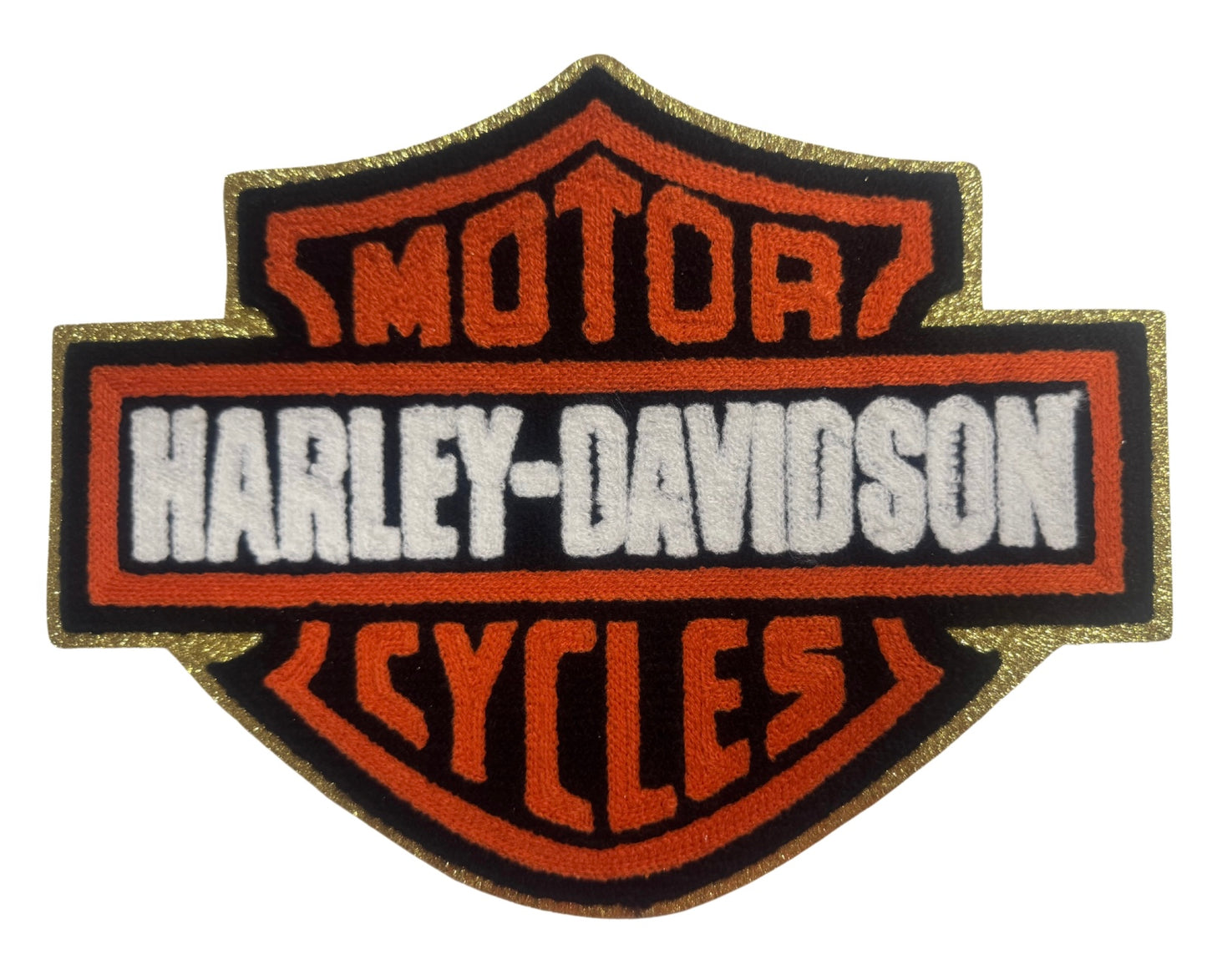 HD Chenille Black w glitter Large 10 1/2” Iron on w/ adhesive