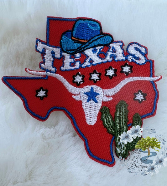 Texas State Longhorn Embroidered Hat Patch