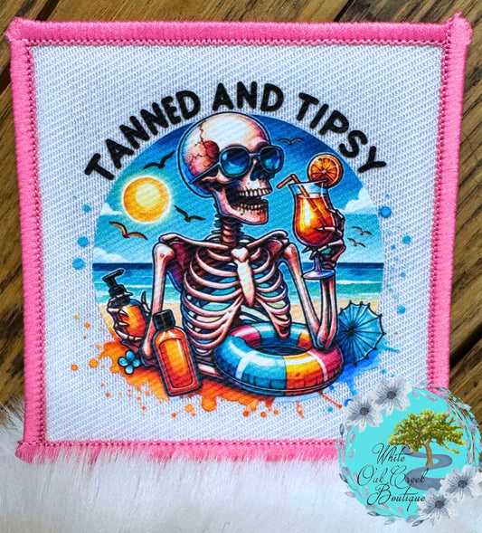 Tanned & Tipsy Skeleton Hat Patch