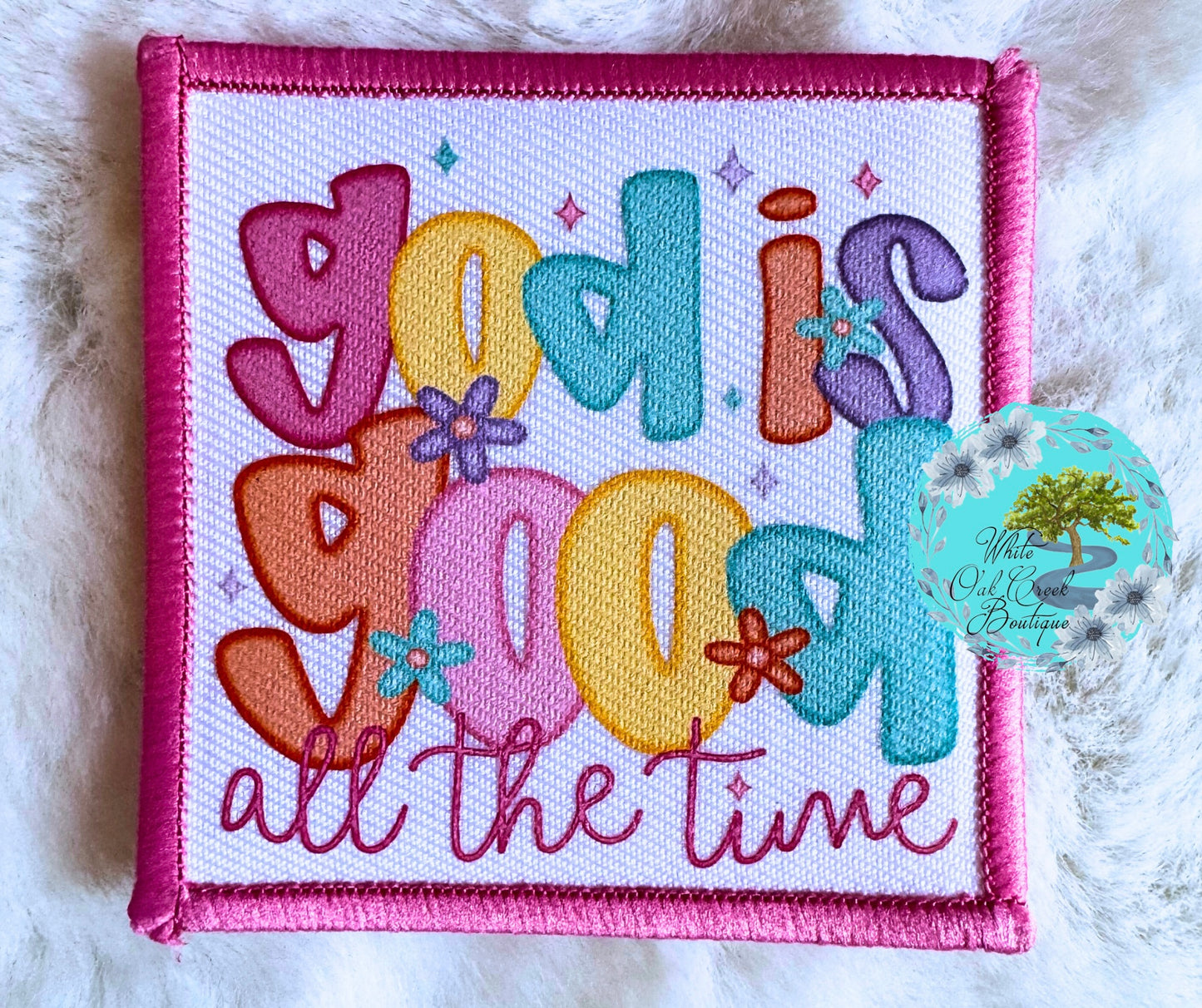 Pink God is Good Hat Patch