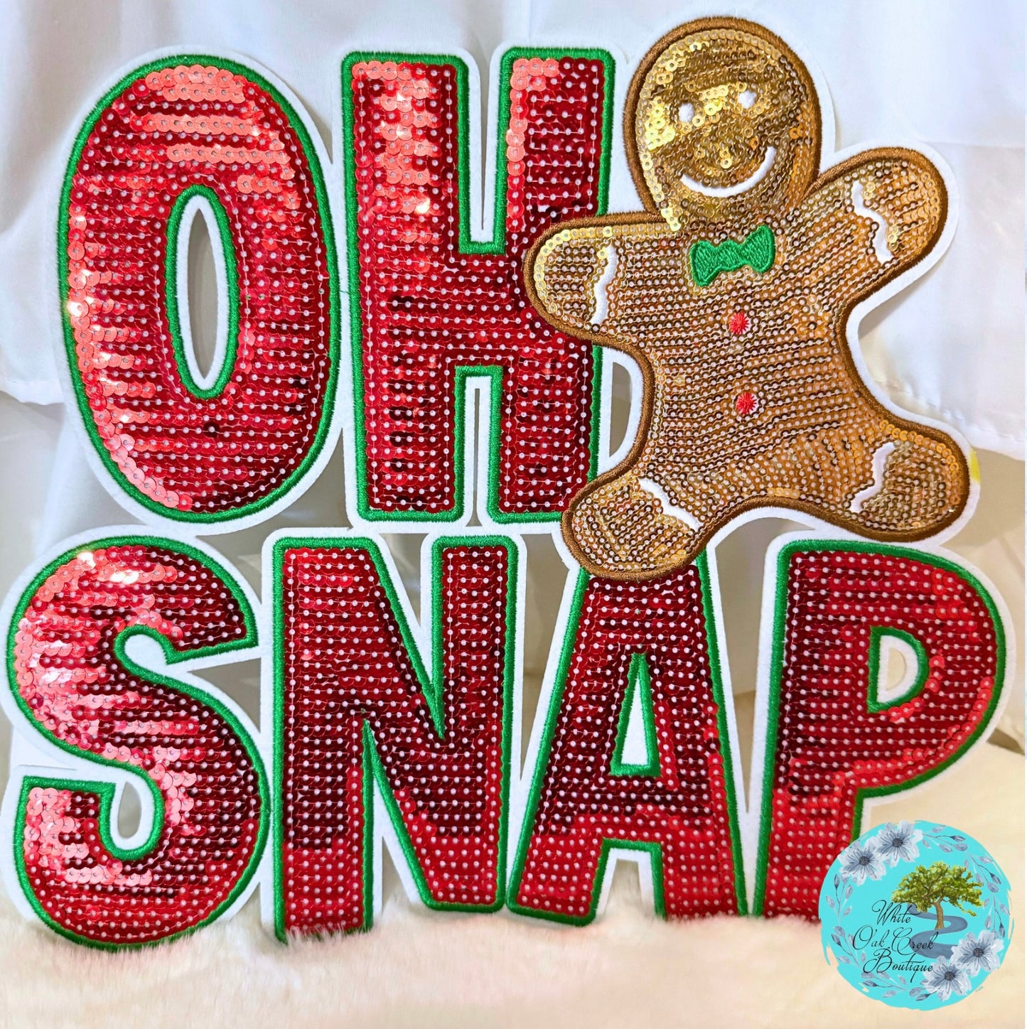 Oh Snap Gingerbread Sequin 11” Iron-On Patch DIY