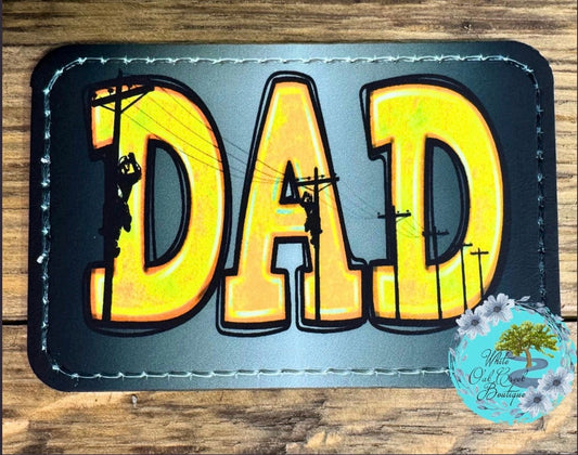 Lineman Dad Faux Leather Trucker Hat Patch