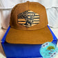 Deer Embroidered Lasered Faux Leather Patch Twill Trucker Hat