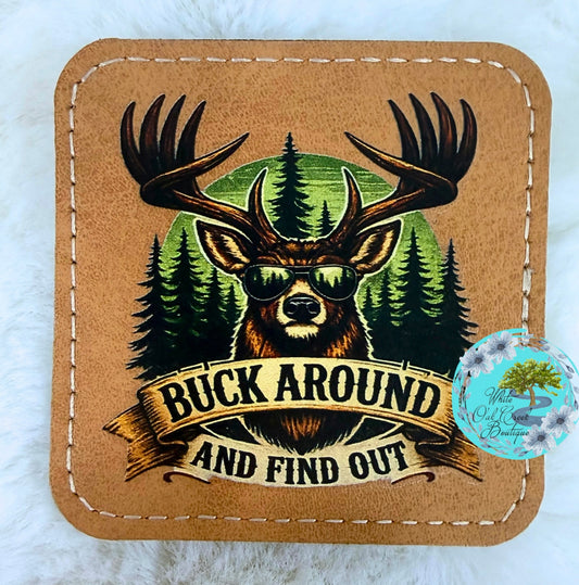 Buck Deer Faux Leather Trucker Hat Patch