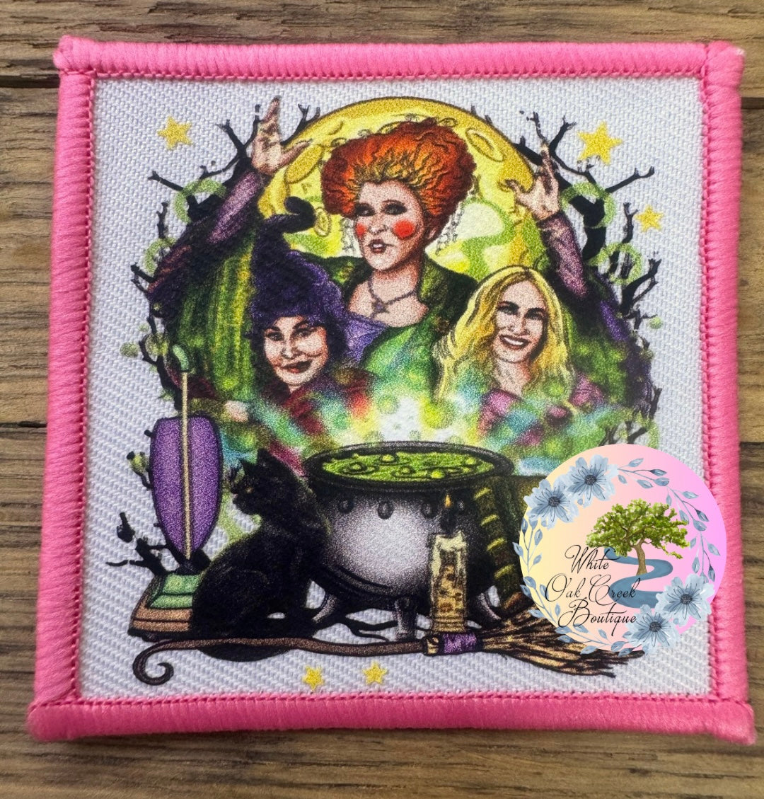 Pink Witch Sisters Hocus Trucker Hat Patch