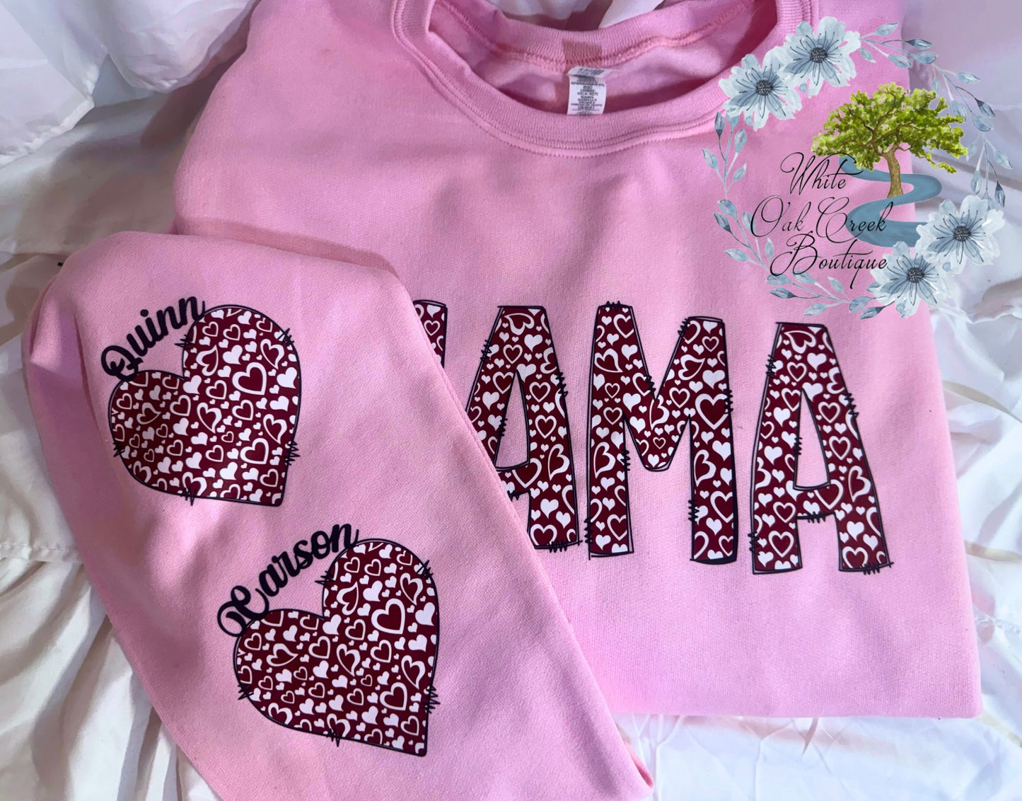 Personalized Valentine Doodle Hearts Sweatshirt