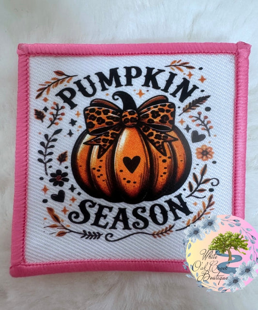 Pink Pumpkin Season Hat Patch