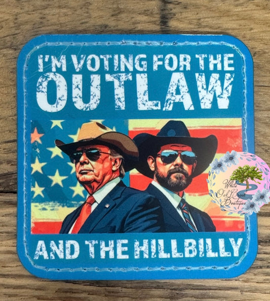 Cowboy Outlaw Hillbilly Trump 2 1/2” Square Trucker Hat Patch