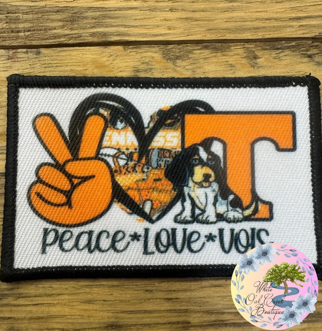 Peace Love Tennessee Orange rectangle Trucker Hat Patch