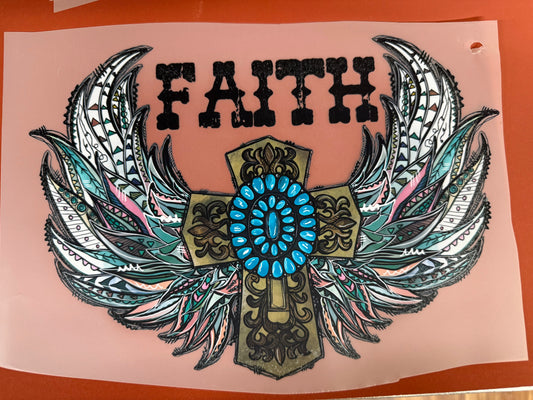 DTF Transfer Faith Wings with cross