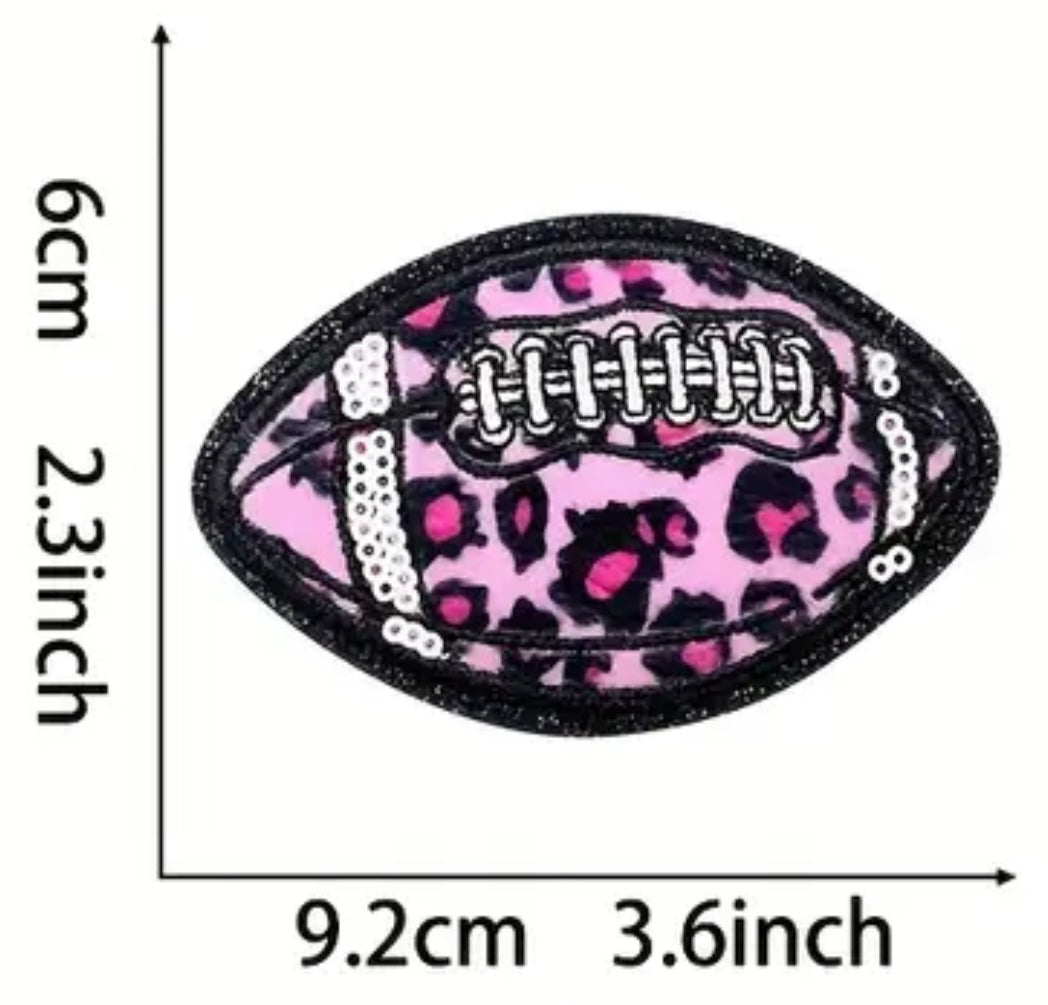 Pink Cheetah Glitter Football Embroidered Hat Patch