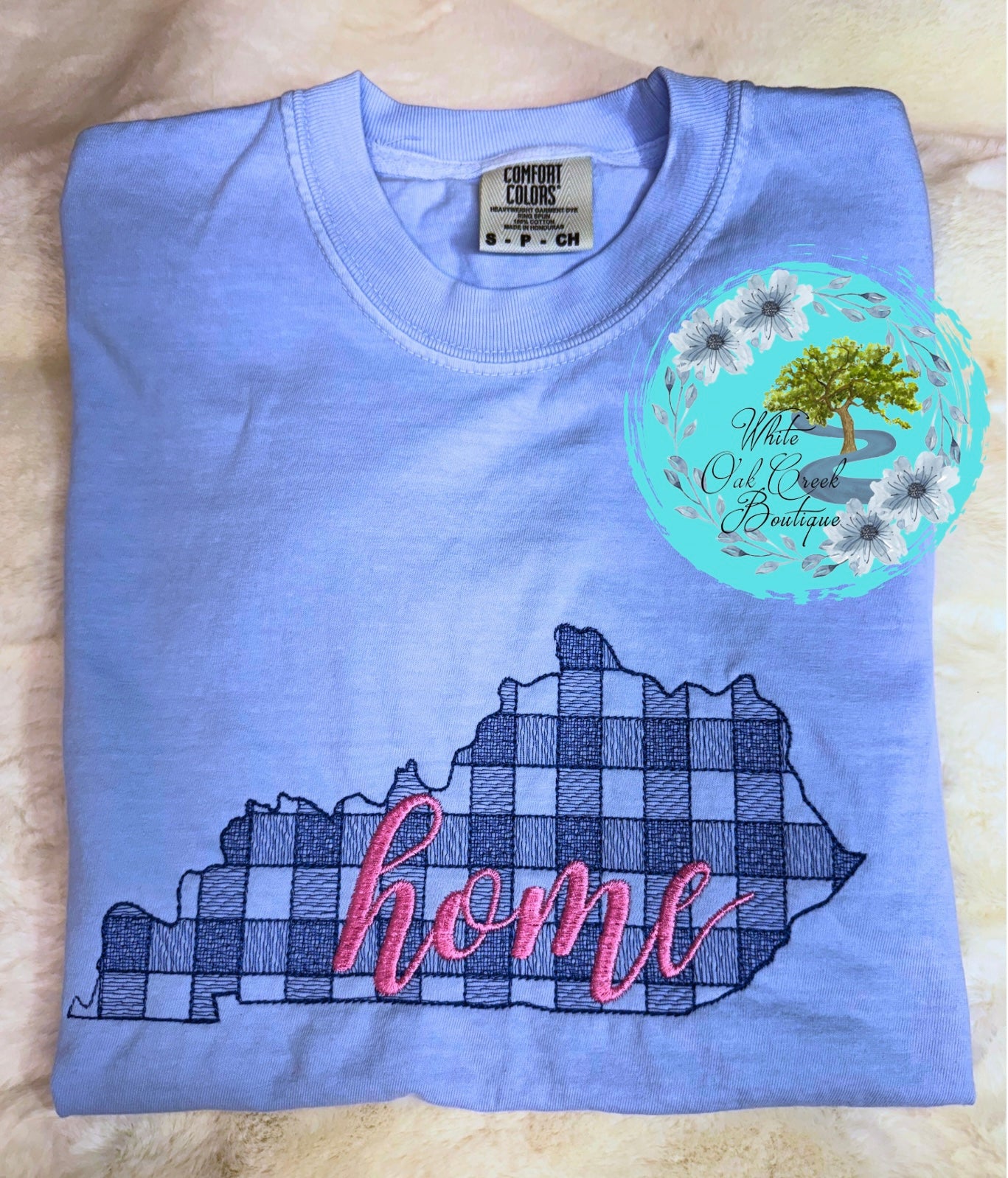 Kentucky Gingham Home Embroidered T-Shirt