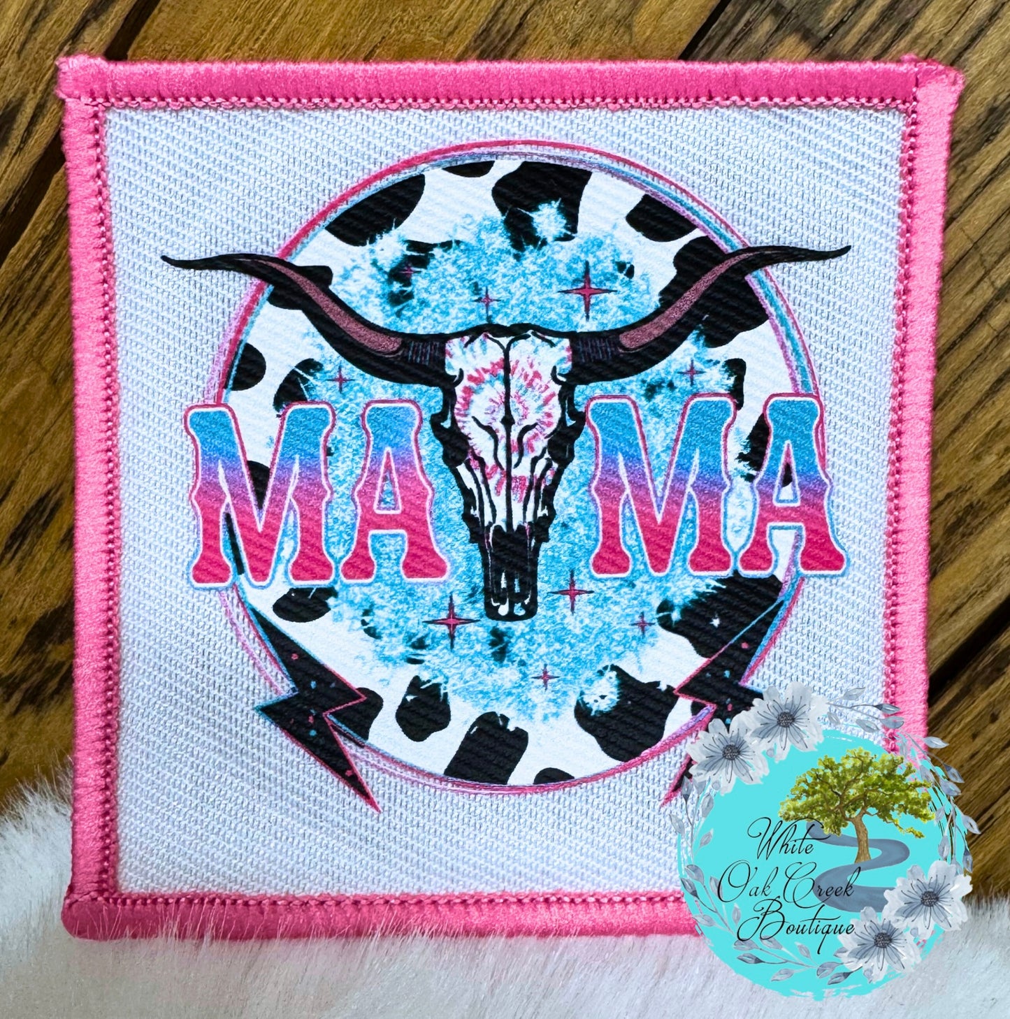 Mama Longhorn Pink Hat Patch