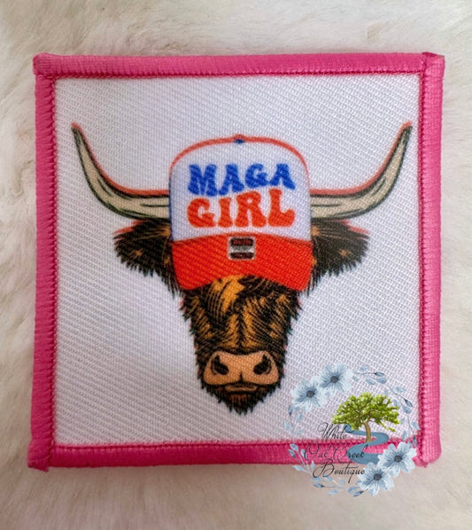 Pink Trump MAGA Cow 2 1/2” Square Trucker Hat Patch