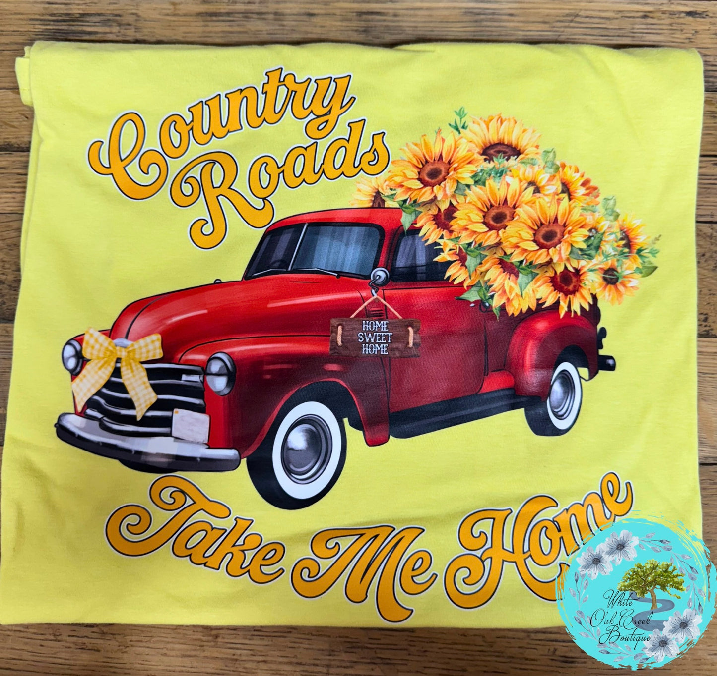Country Roads Sunflower Red Truck T-Shirt