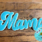 Mama Teal Light Blue Chenille 10” Iron On Patch