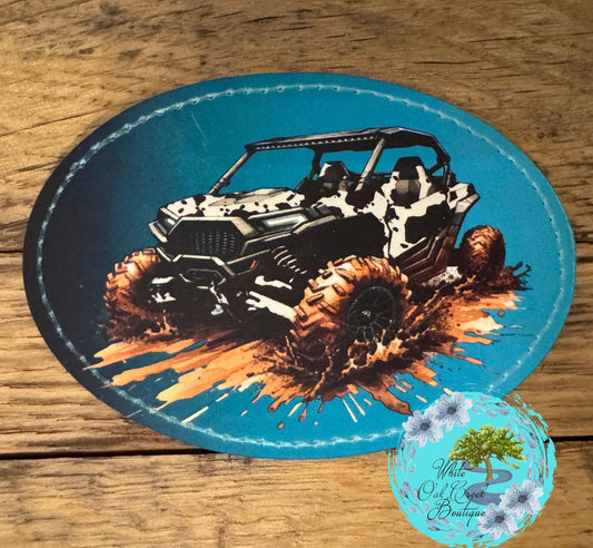 RZR Cow Print Ombré Blue Trucker Hat Patch