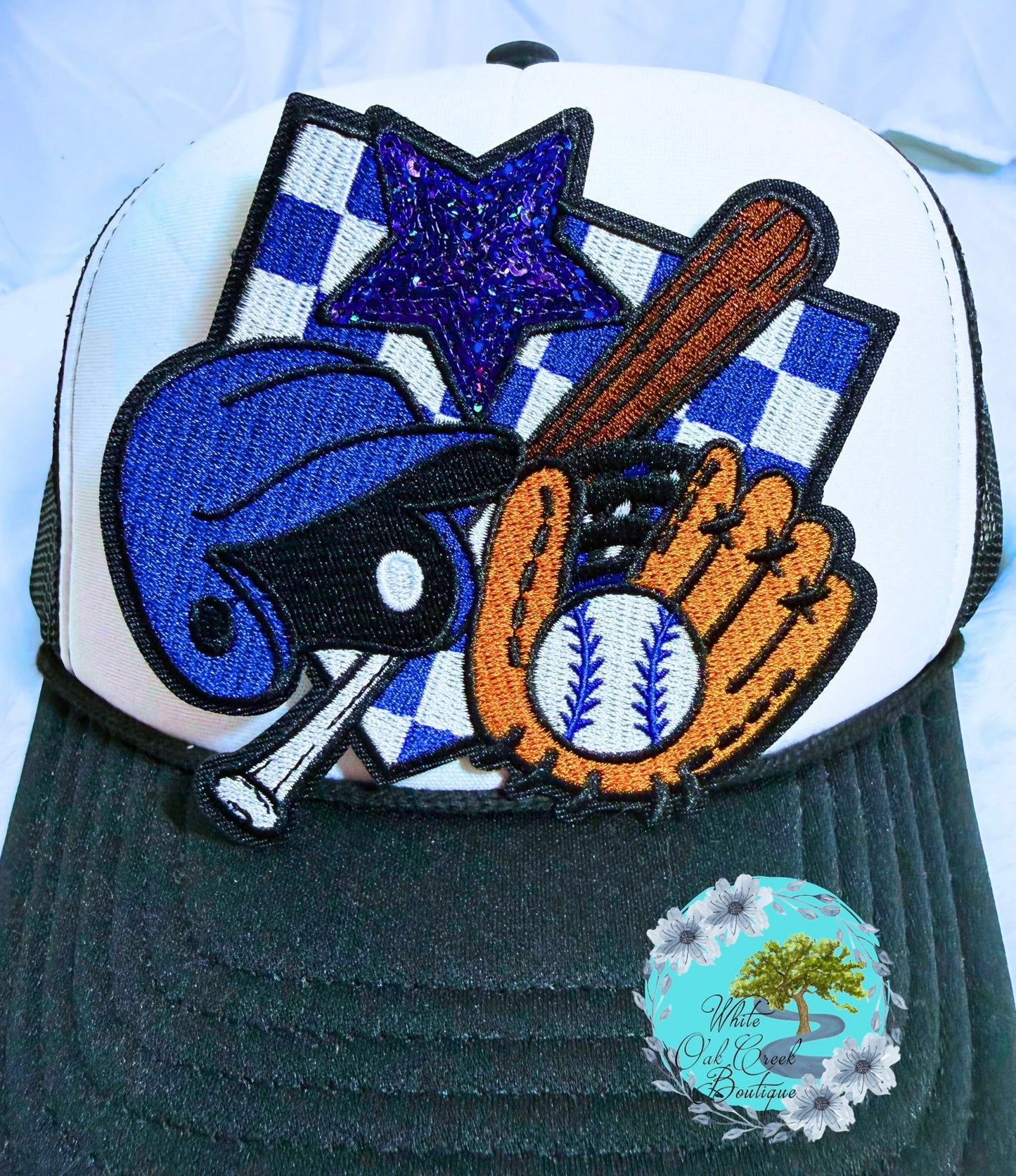 Baseball Sequin Oversized Hat Patch