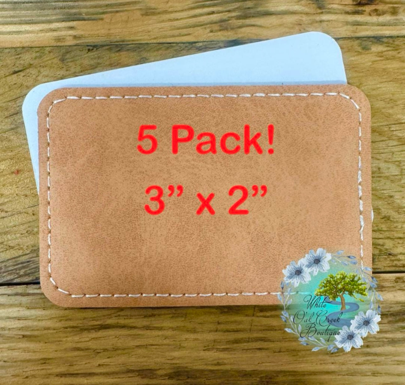 5 Pack Rectangle Brown Faux Leather Hat Patches