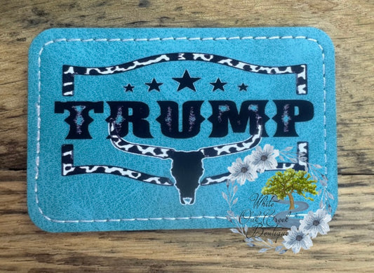 Trump Turquoise Faux Leather Trucker Hat Patch