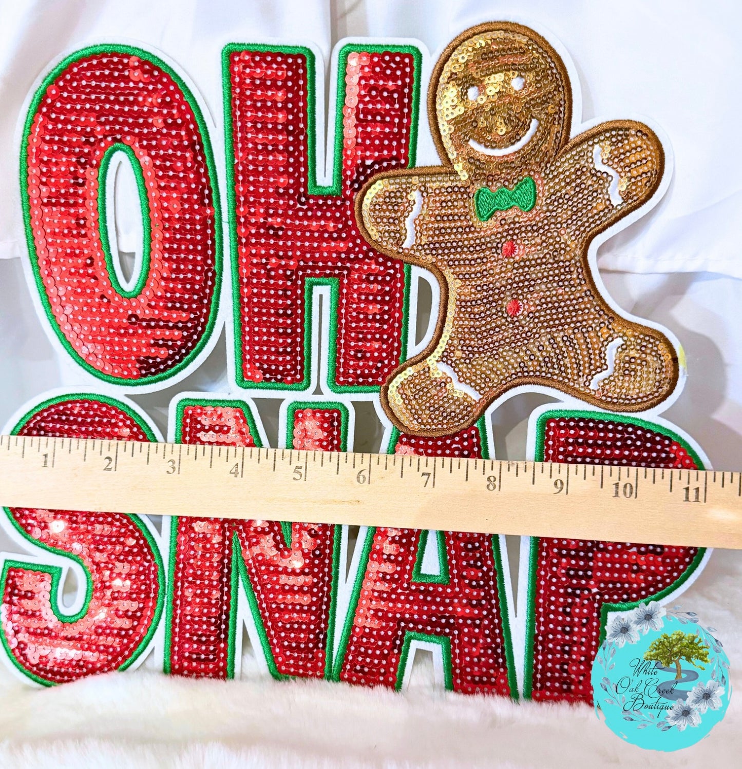 Oh Snap Gingerbread Sequin 11” Iron-On Patch DIY