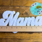 Mama White Chenille 9” Iron On Patch