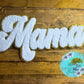 Mama White Chenille 9” Iron On Patch