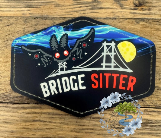 Mothman Bridge Sitter Faux Leather Trucker Hat Patch