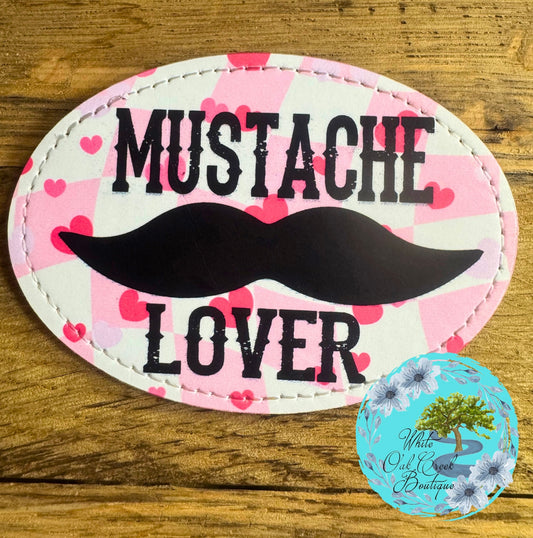 Mustache Lover plaid hearts trucker hat patch