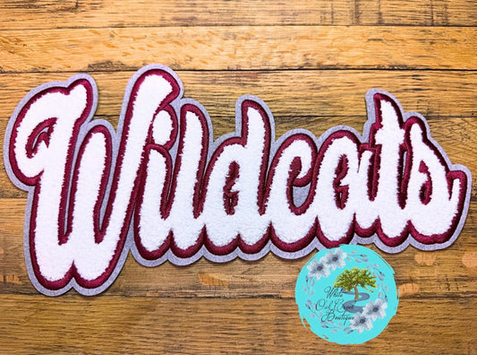 Wildcat Red Chenille 12” Iron-On Patch