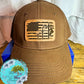 Lineman Embroidered Lasered Faux Leather Patch Twill Trucker Hat