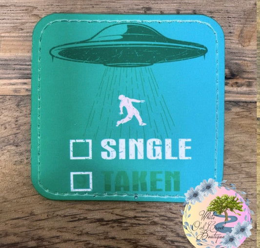 Alien UFO Faux Leather Trucker Hat Patch