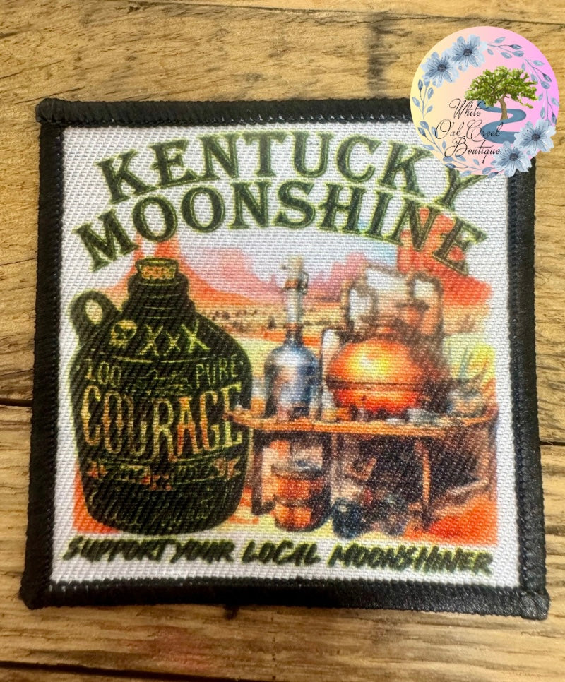 Kentucky Moonshine Liquid Courage 2 1/2” Square Trucker Hat Patch