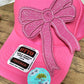 Pink Bow Gluttered Embroidered Hat Patch