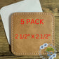 5 Pack Square Brown Faux Leather Hat Patches