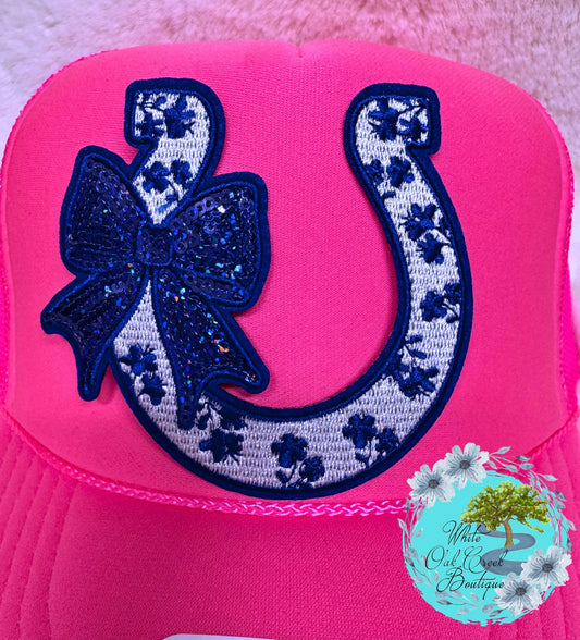 Horseshoe Sequin Embroidered Hat Patch