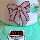 Baseball Bow Glitter Trim Hat Patch