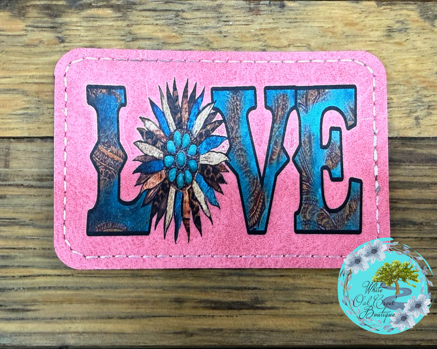Love Western Sunflower Faux Leather Trucker Hat Patch
