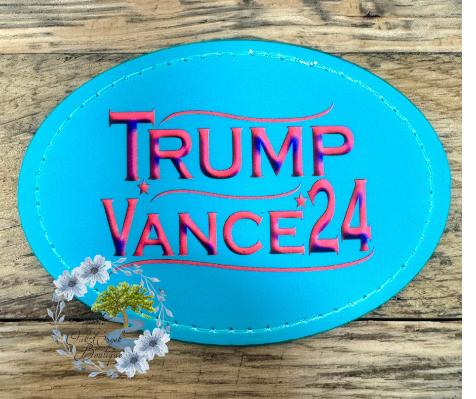 Trump Vance Teal Pink Faux Leather Trucker Hat Patch