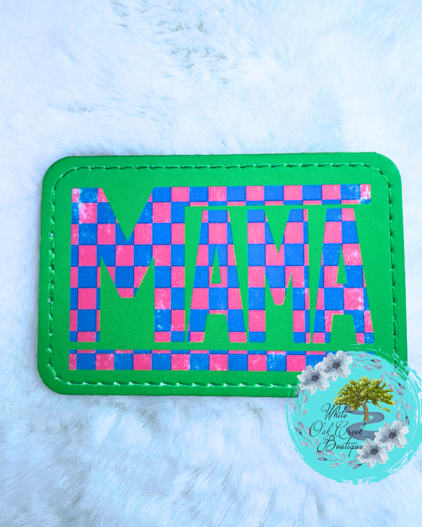 Mama Checkered Leather Trucker Hat Patch
