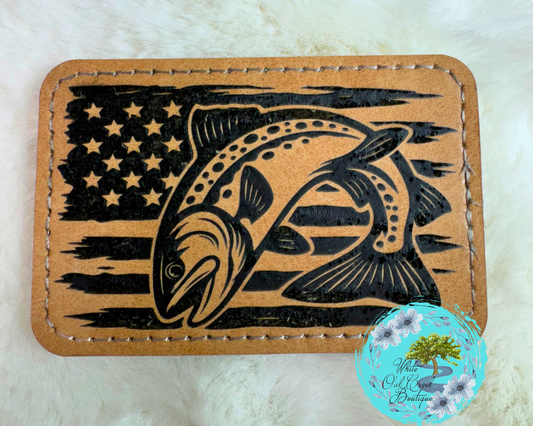 Fishing Flag Lasered Hat Patch
