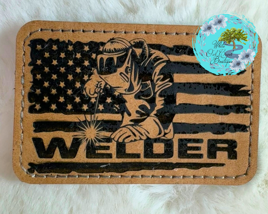 Welding Flag Lasered Hat Patch