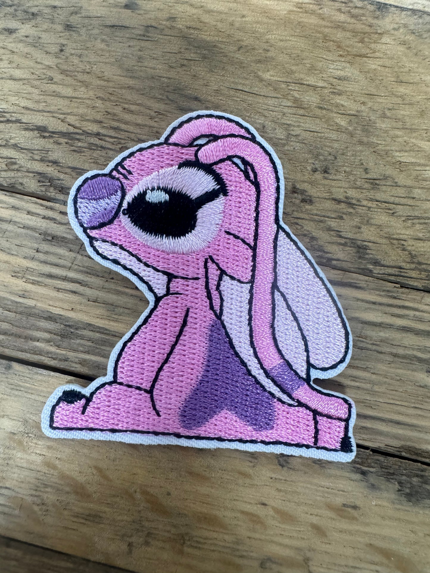 Stitch Pink Ears Embroidered Hat Patch