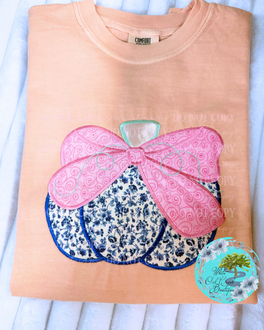 Pumpkin Appliqué Embroidered T-Shirt