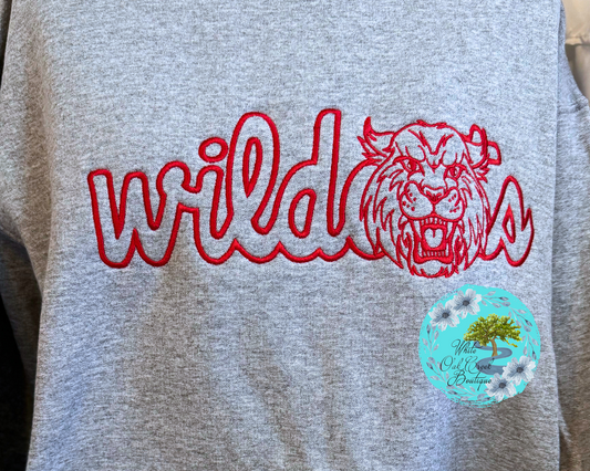 Wildcats Embroidered Sweatshirt Vintage Font